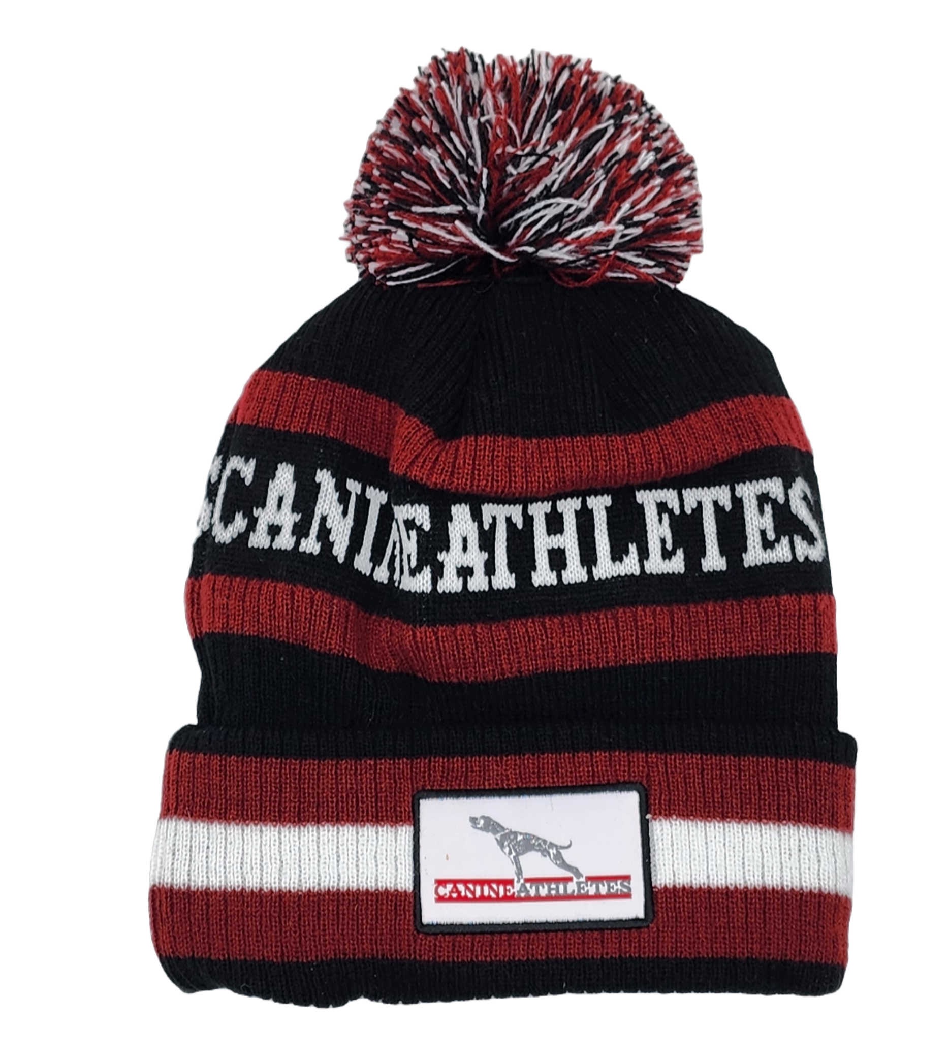 canine-athletes-overtime-winter-pom-knit-beanie-hat-front