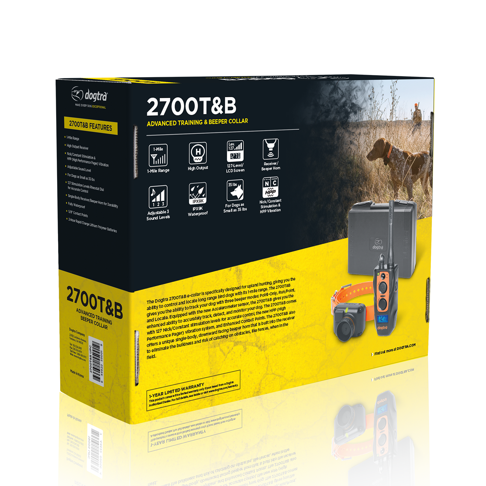 Dogtra 2700 T&B Remote Hunting Dog Training & Beeper Collar